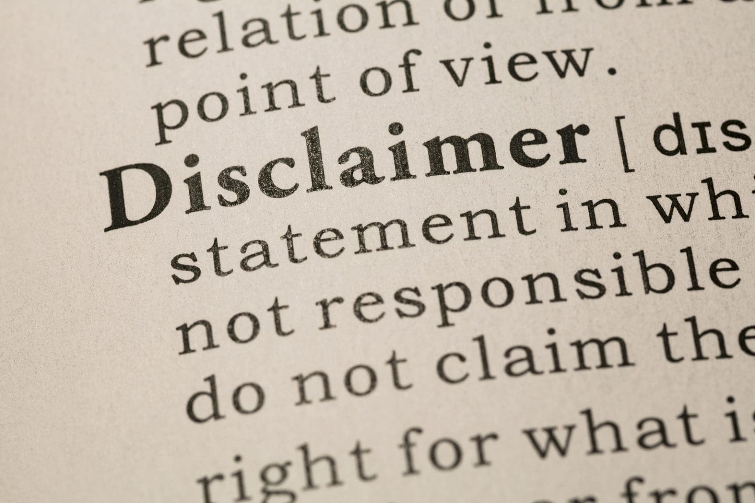 Disclaimer Page