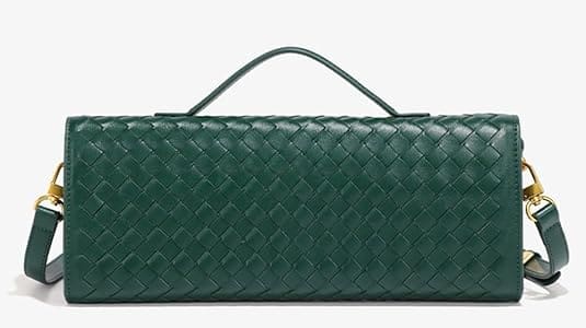 PU leather woven shoulder handbag for ladies