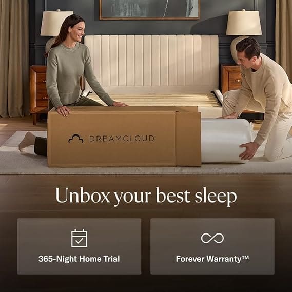 Couple sleeping comfortably on luxury king mattress 12 inch