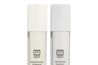 U Beauty skincare set with Resurfacing Compound and SUPER Hydrator bottles