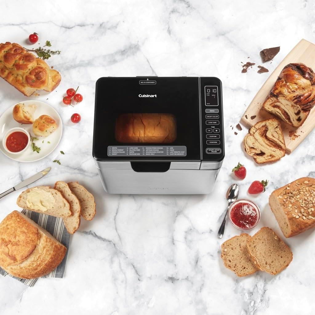 Cuisinart Bread Maker with 16 Menu Options Displayed