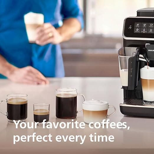 LatteGo milk frother in action creating creamy cappuccino foam