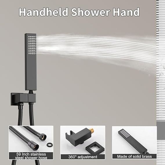 Digital display of LED Rainfall Shower System in bathroom
