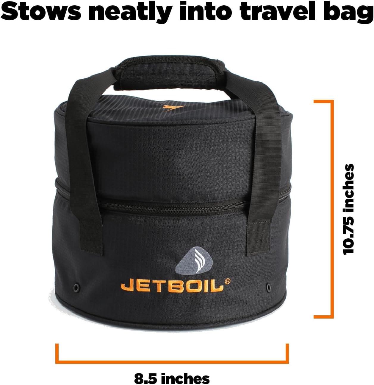 Compact Jetboil Genesis stove folded and stored inside pot for easy packing