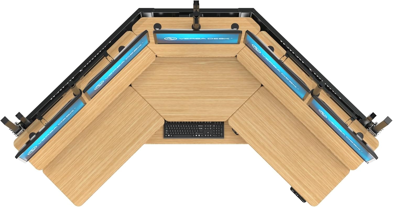 Ergonomic split-level L-shaped standing desk with app control