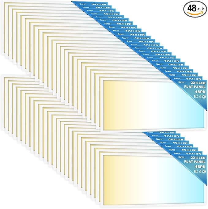 Bright warehouse illuminated with Energy saving LED ceiling panels
