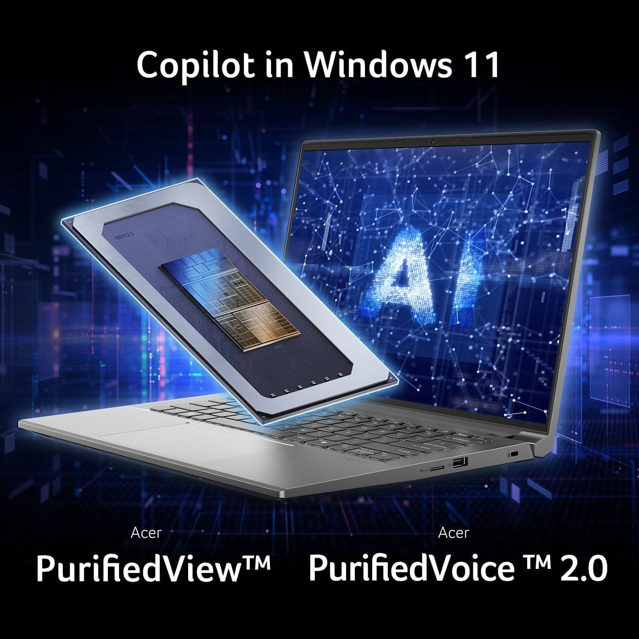 Acer Swift X 14 showing Intel Core Ultra 7 chip