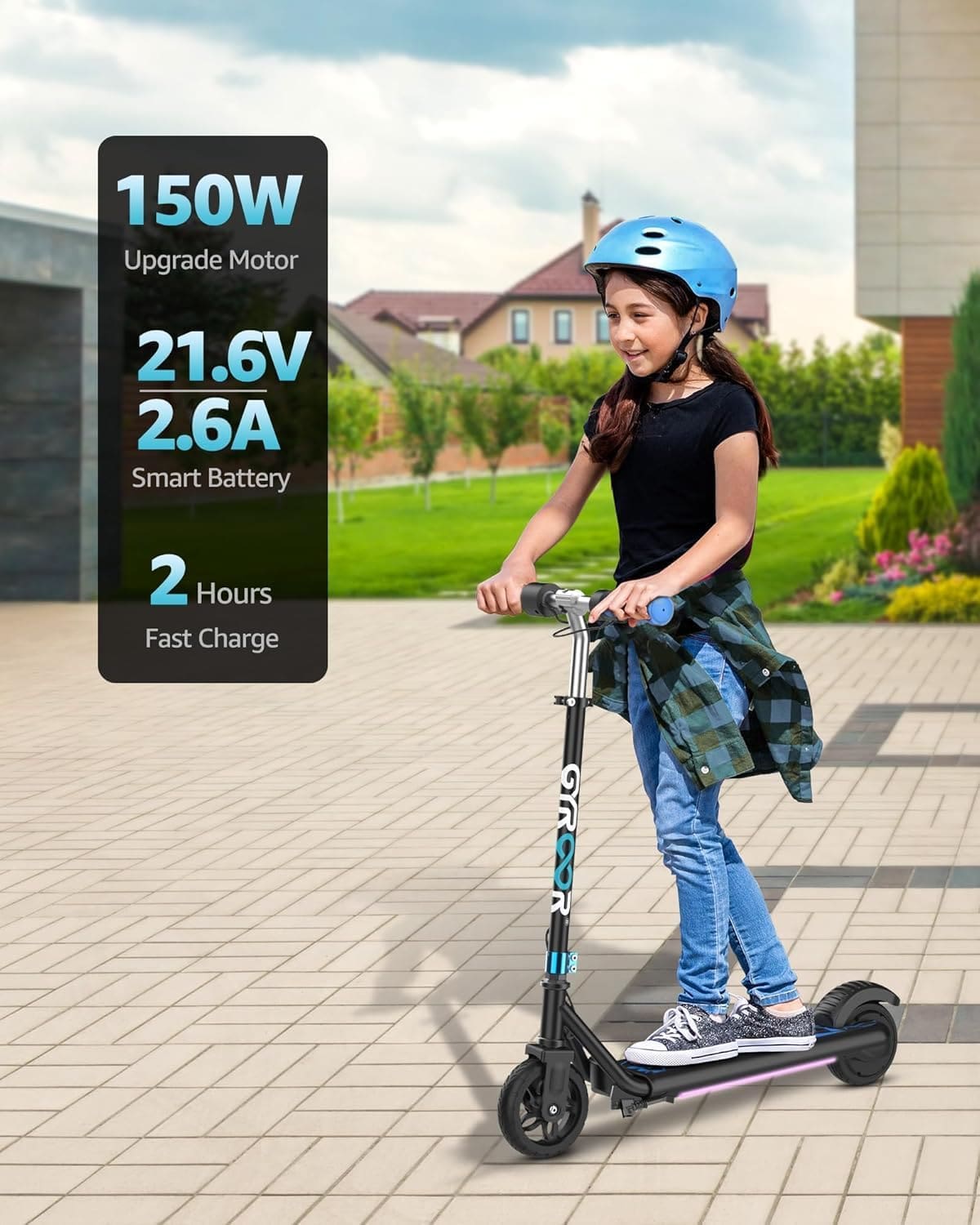 Adjustable Height Kids Electric Scooter with LED Display