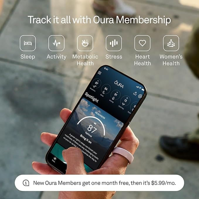 Oura Ring 4 being used with smartphone health app