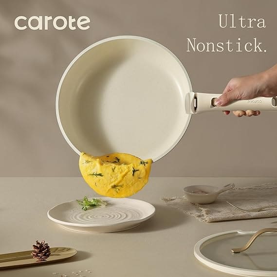 CAROTE non stick granite cookware set easy to clean