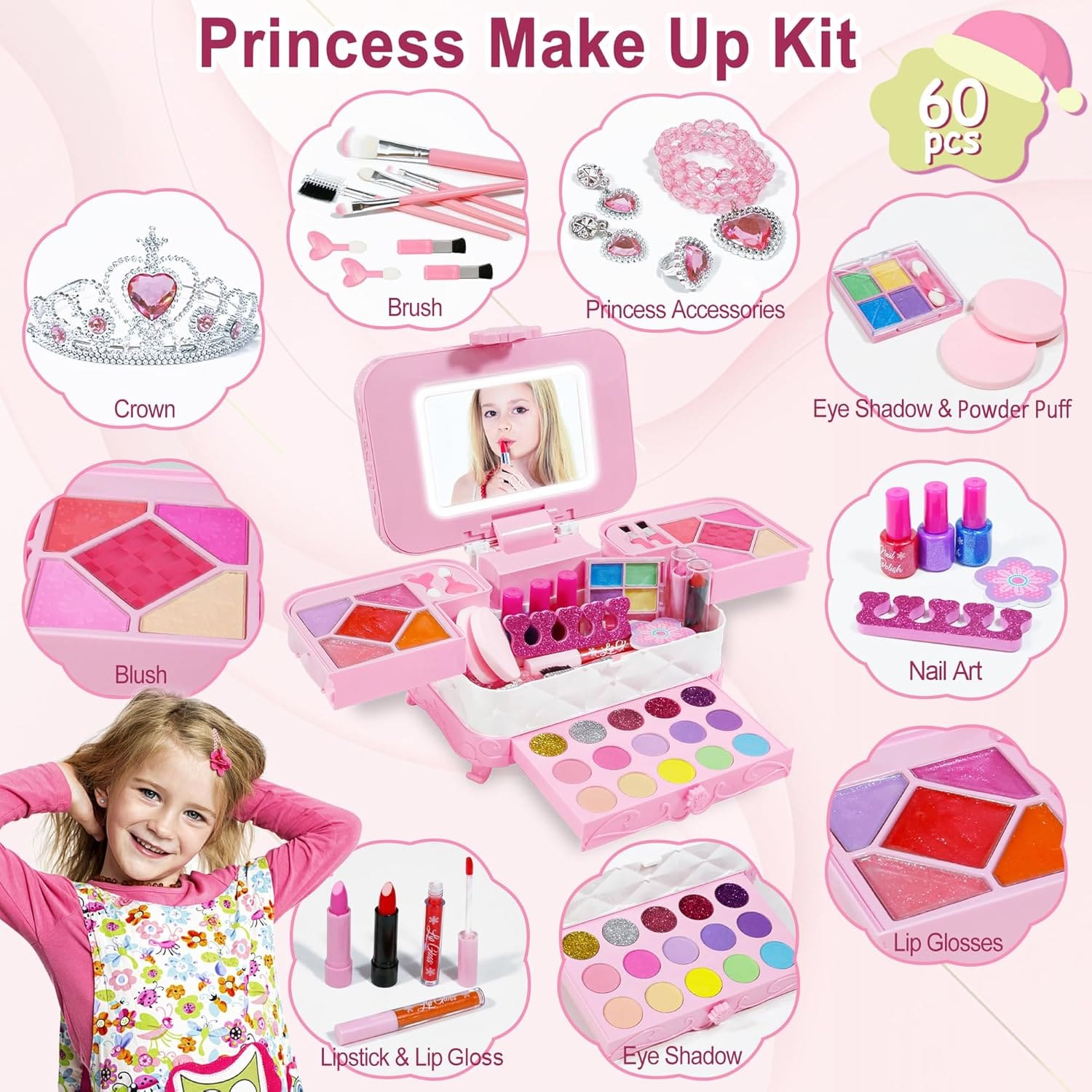 Real Safe Kids Makeup Kit for Girls Ages 3-8