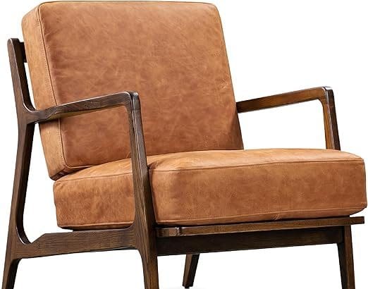 POLY & BARK Verity Leather Accent Chair in Cognac Tan