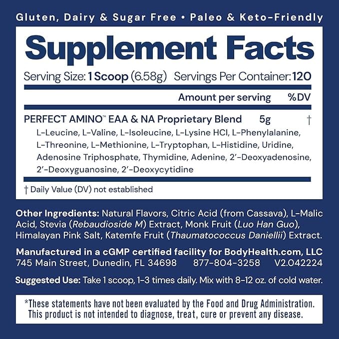 BodyHealth PerfectAmino Powder amino acid supplement for energy