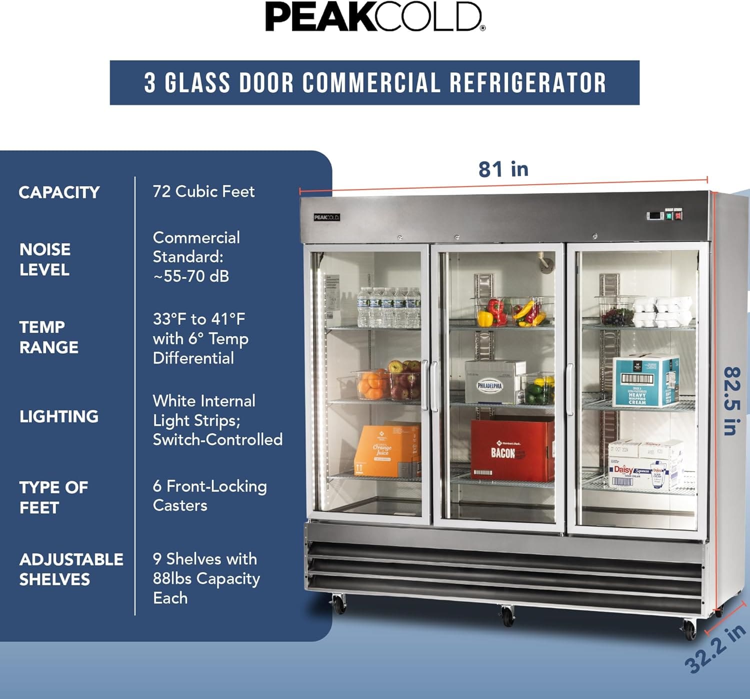 Large Capacity Commercial Refrigerator Shelves