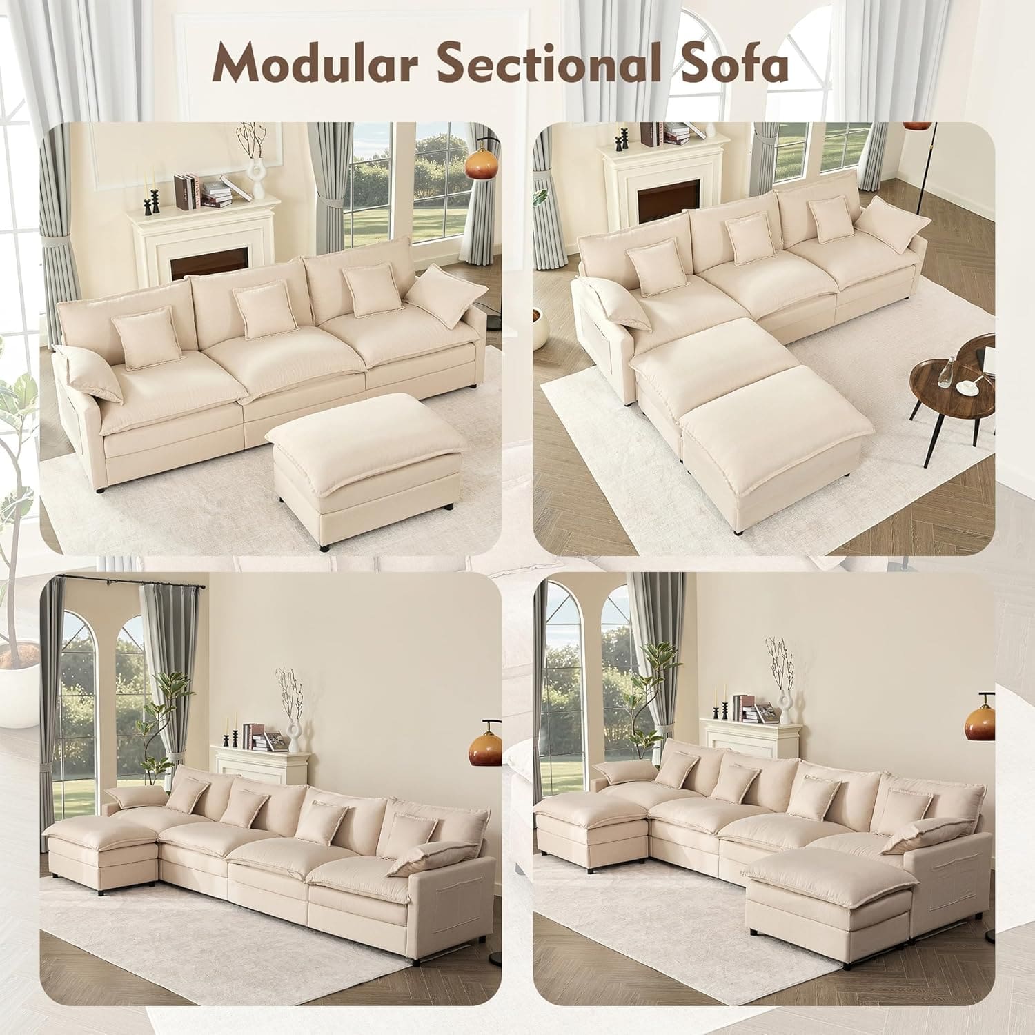 Large U Shaped sectional couch in modern home