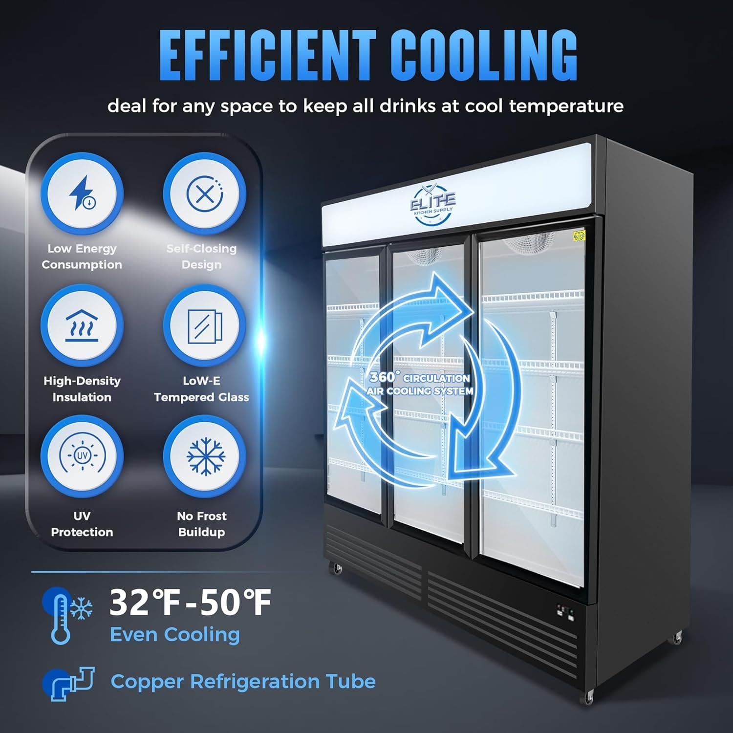 Side View of Commercial Display Refrigerator CLG-1320