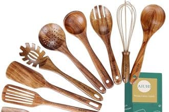 10 Pack Wooden Spoons for Cooking Teak Utensil Set