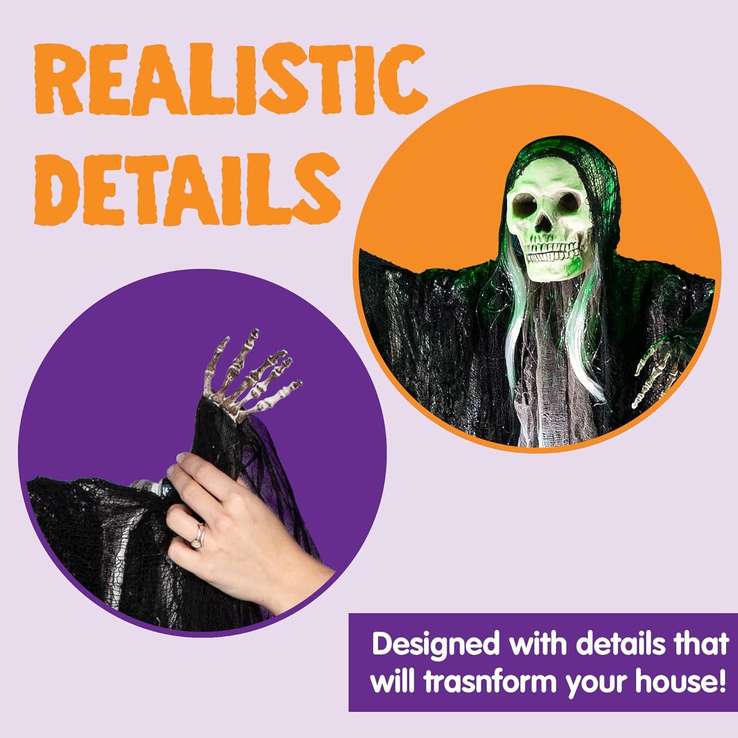 Spooky outdoor Halloween decorations skeleton face