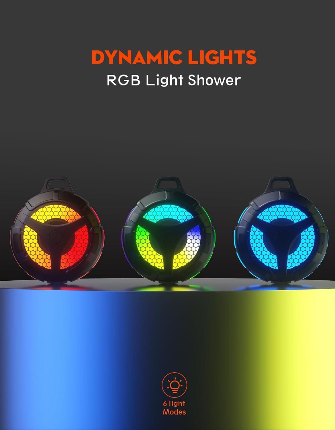 Bluetooth Shower Speaker with 6 RGB color modes