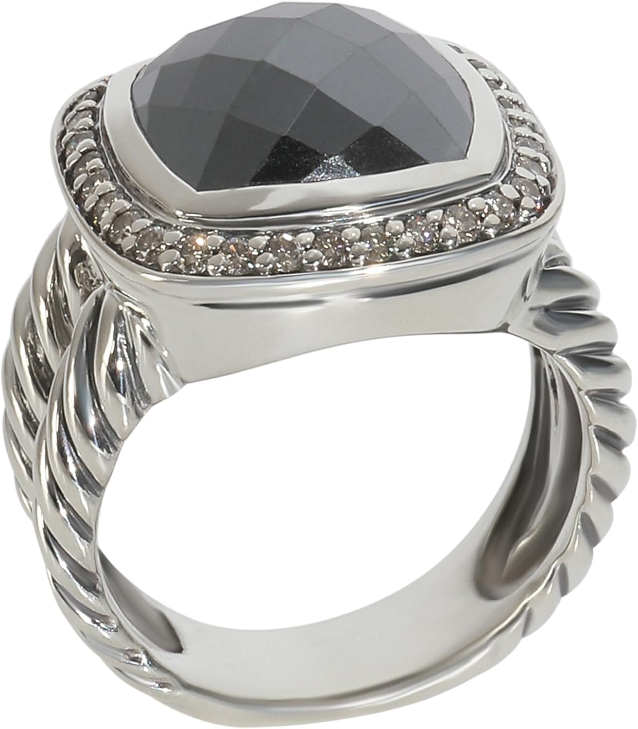 Albion style hematite diamond ring design detail