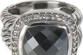 Hematite diamond ring front view sterling silver