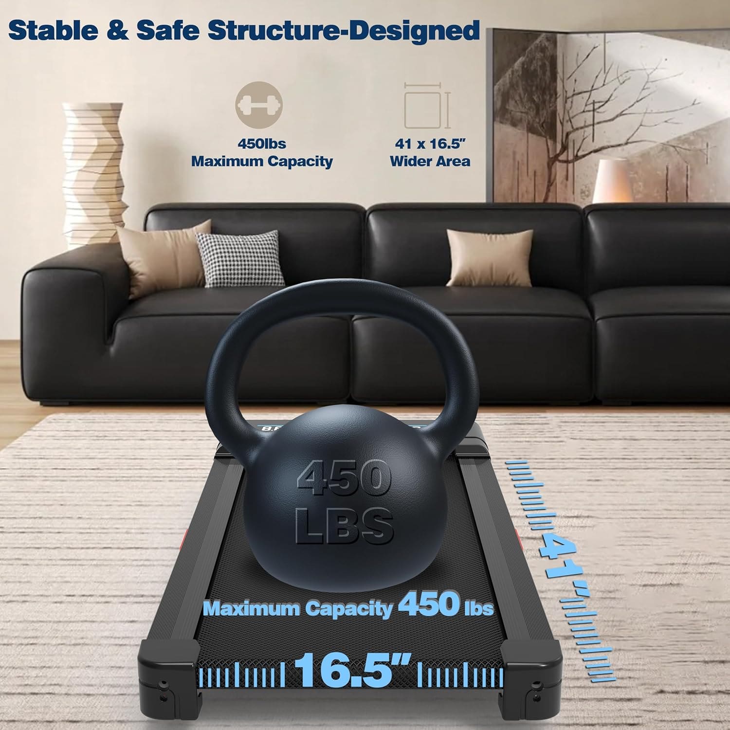 RGB LED screen treadmill for home gyms