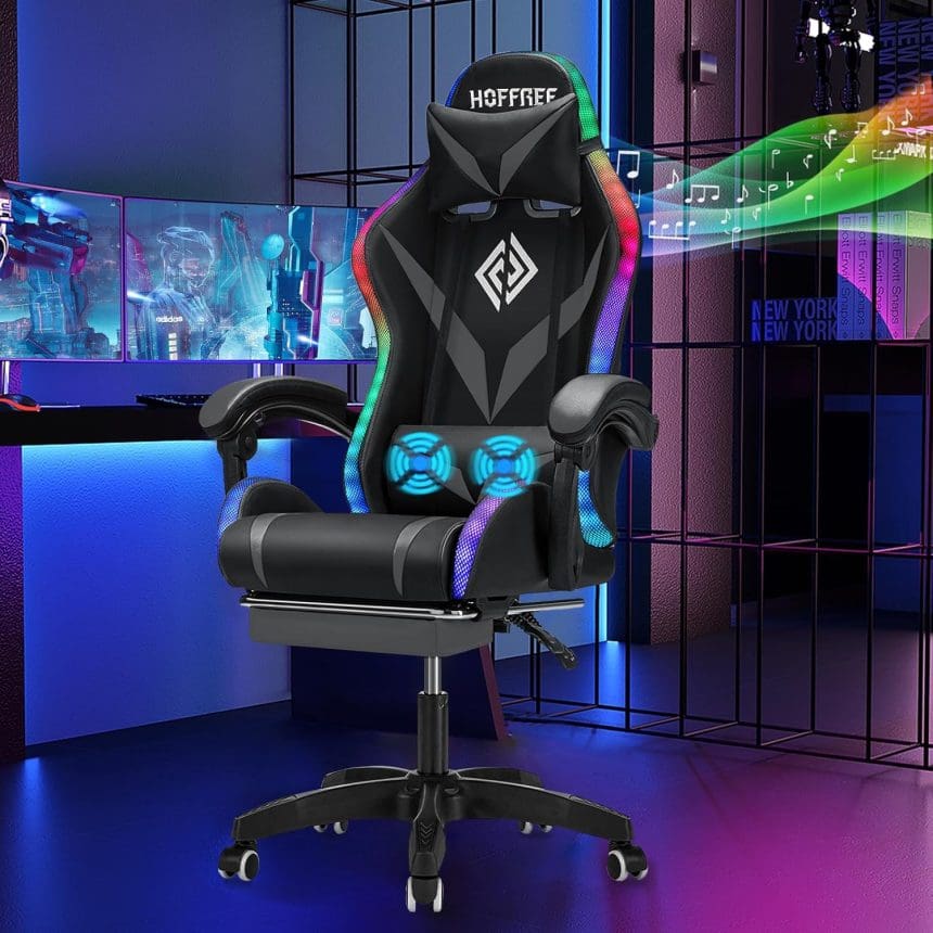 Best gaming chair with massage in grey and black