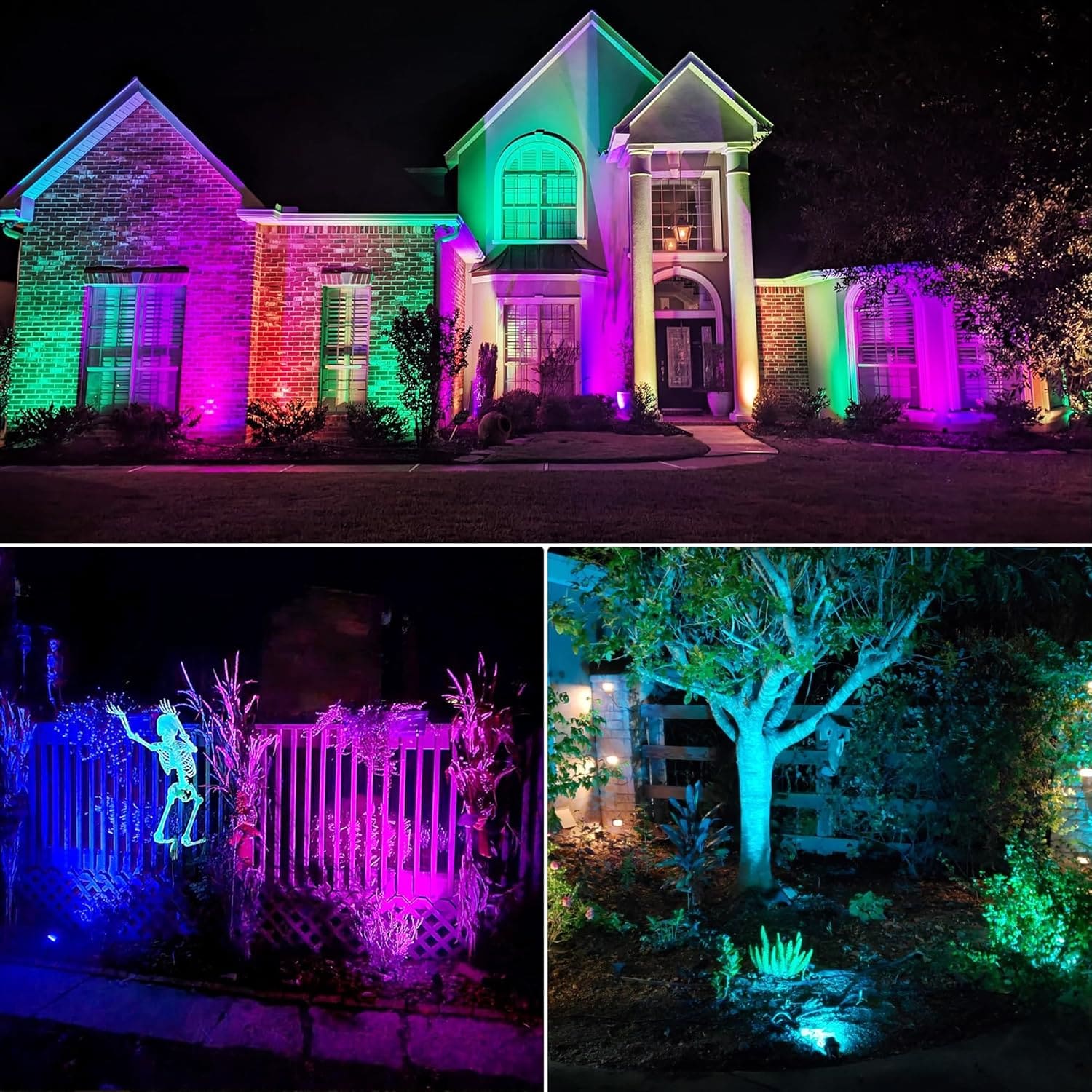 Color changing LED garden spotlights for trees