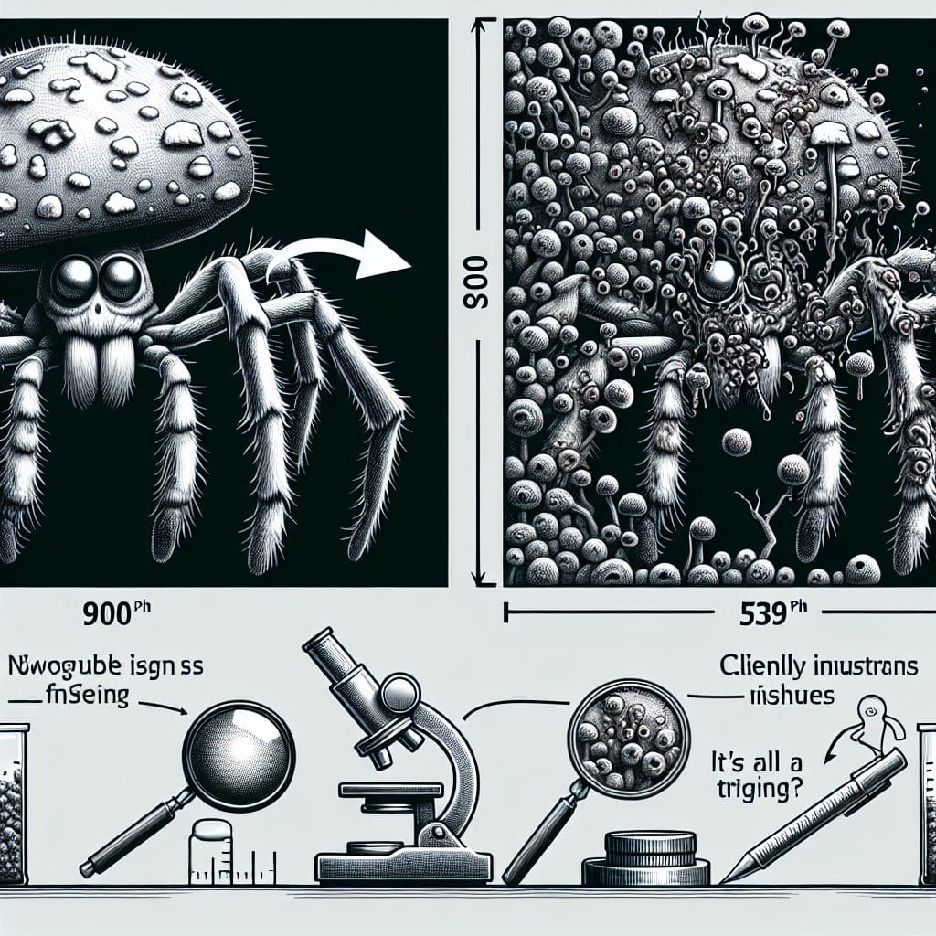 This spider appears to be a casualty of a zombie fungus, but researchers claim it's all a trick. 2 1774547850