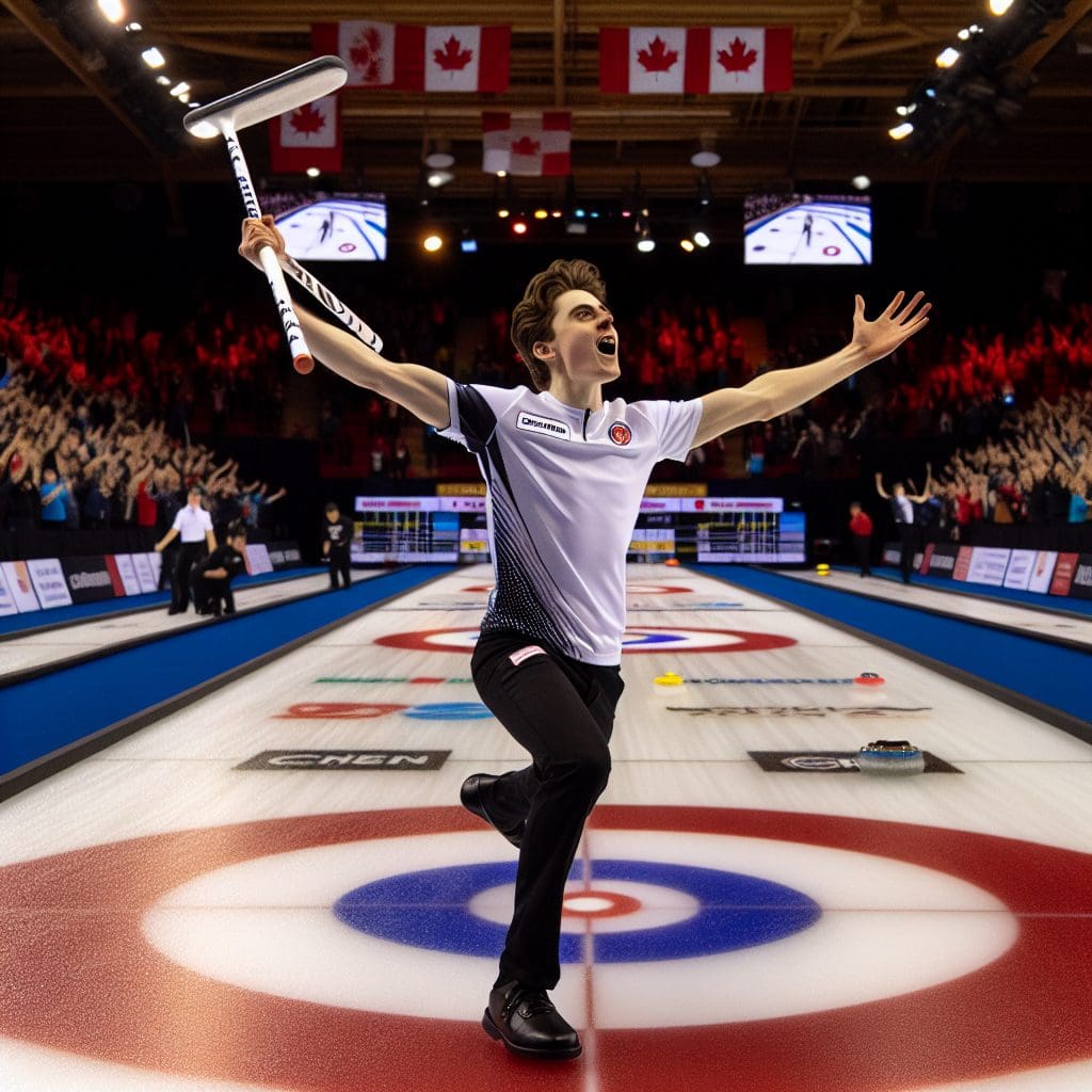 Matt Dunstone of Canada claims victory in his first men's world curling championship. 2 1774659396